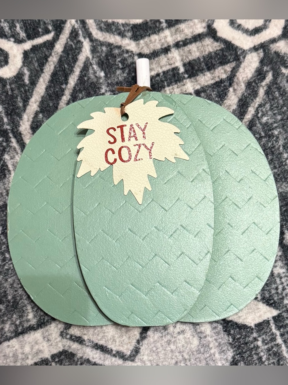 Stay Cozy AquaGreen Pumpkin Holiday Table Top Shelf  Decor